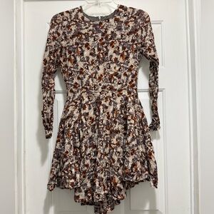 H&M Brown & Cream Abstract Floral Dress